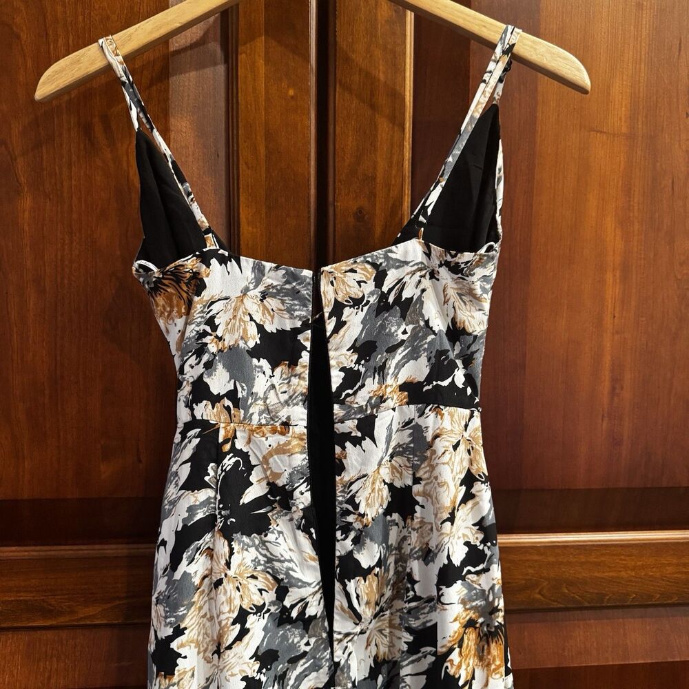 Lulus Floral Midi Dress Black White Sleeveless Slit Bodycon XS No Zip - Picture 13 of 16